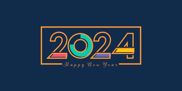 2024 Happy New Year Logo Texte Design 2024 Numéro Modèle De Conception Illustration Vectorielle