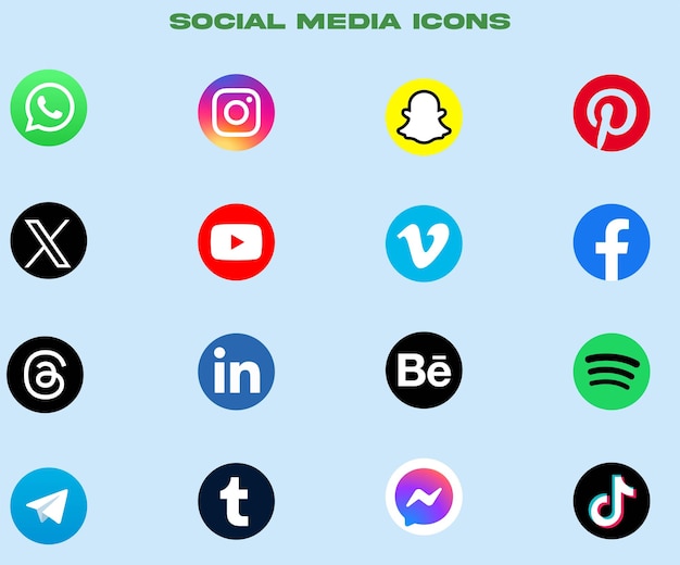 2024 Icones de médias sociaux pour le web et la conception d'interface utilisateur