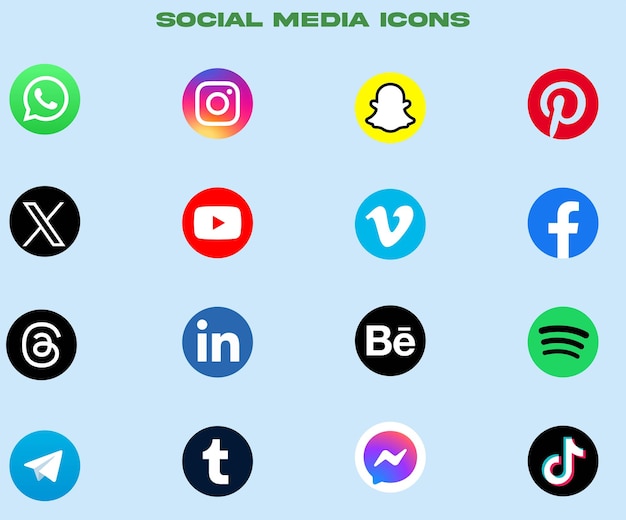 Vecteur 2024 icones de médias sociaux pour le web et la conception d'interface utilisateur
