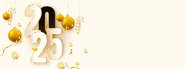 Vecteur 2025 happy new year background with festive christmas ornaments