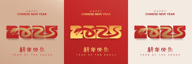 Vecteur 2025 modèle carré du nouvel an chinois avec un serpent sur le numéro