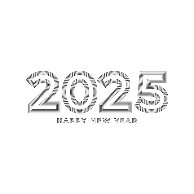 2025 numéro heureuse nouvelle année élément de ligne conception vectorielle