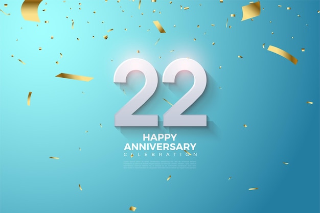 22e anniversaire avec des numéros 3d brillants.