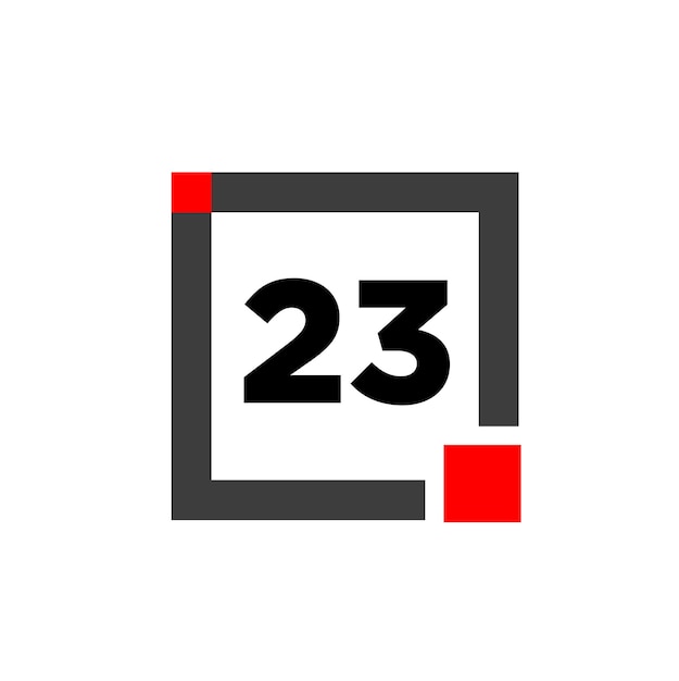 Vecteur 23 chiffres avec une icône carrée grise monogramme 23 chiffres