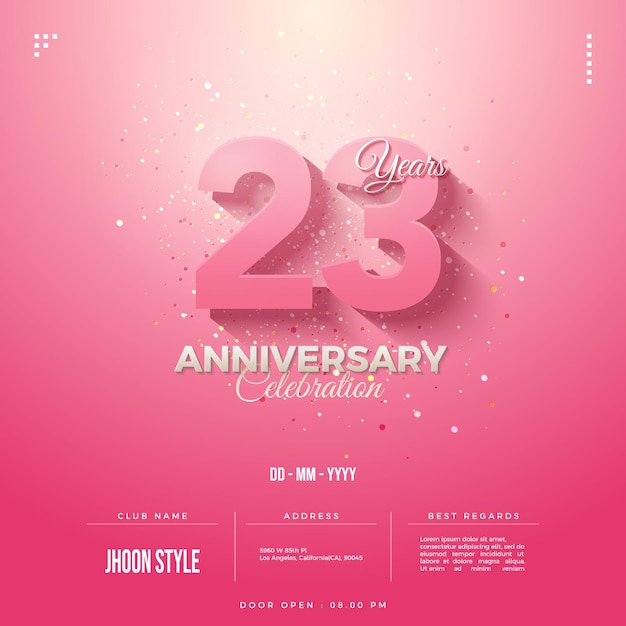 23e anniversaire dans une belle couleur rose.