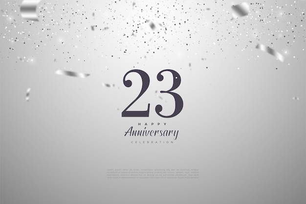 23e anniversaire avec ruban argenté et illustration des nombres