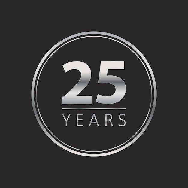 Vecteur 25 ans pour les événements de célébration anniversaire date commémorative argent vingt-cinq ans logo