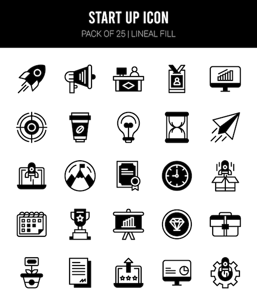 25 icônes de démarrage Lineal Fill Pack illustration vectorielle