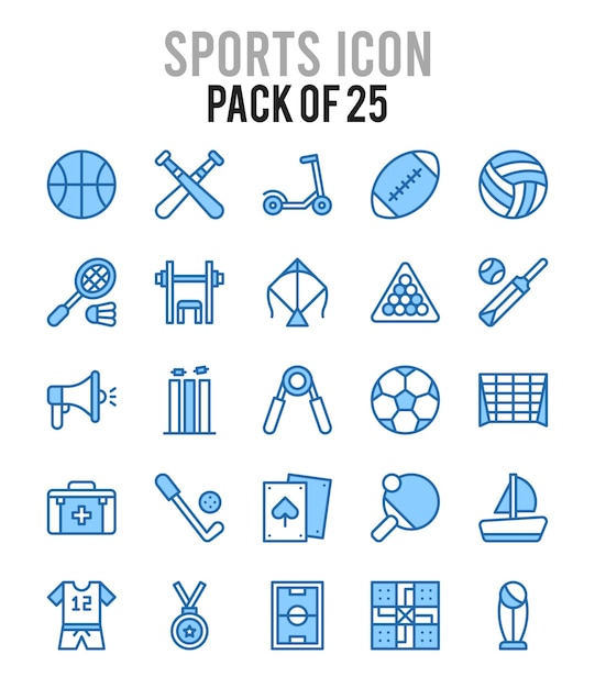 25 Icônes Sports Deux Couleurs Pack Illustration Vectorielle