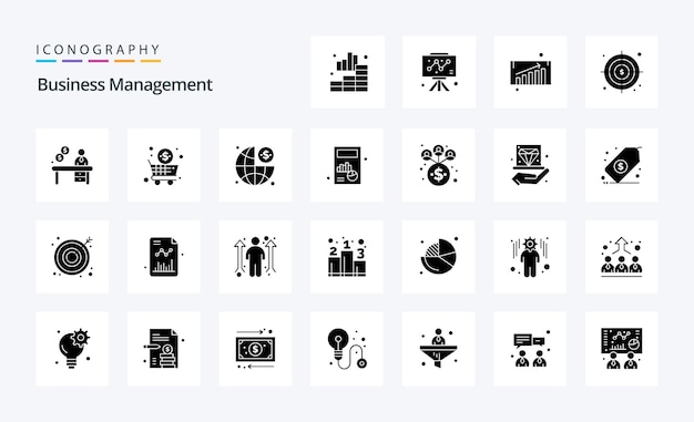 25 Pack D'icônes De Glyphe Solide De Gestion D'entreprise