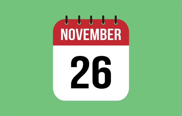 26 novembre Calendrier Illustration vectorielle du calendrier