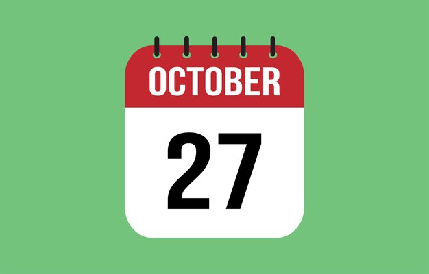27 octobre Calendrier Illustration vectorielle du calendrier