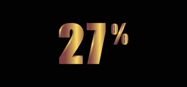 27 pour cent sur fond noir image vectorielle isolée or 3D