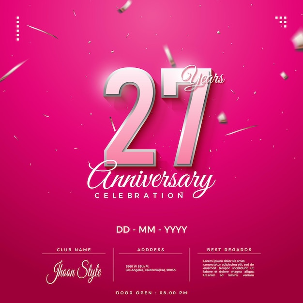 27e anniversaire avec un beau contour doré