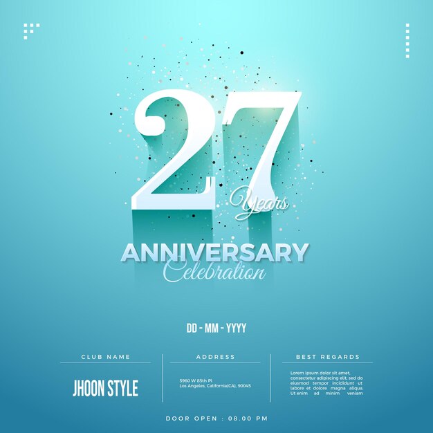 27e anniversaire en bleu brillant.