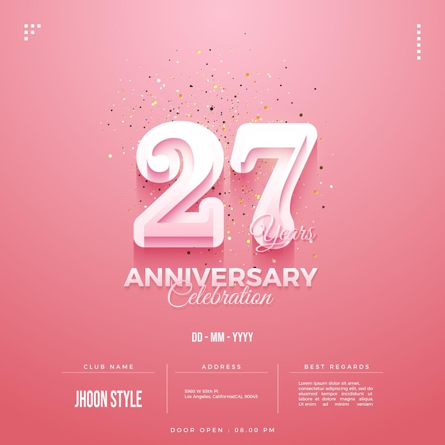 27e anniversaire avec un concept de couleur rose complet.
