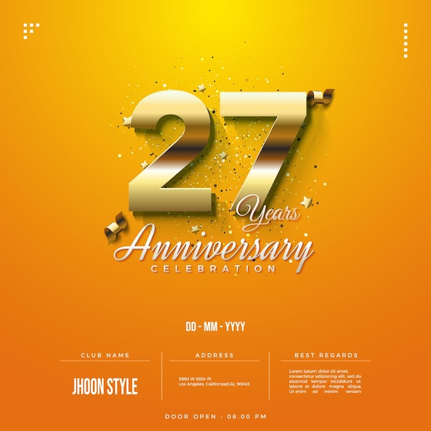 27e anniversaire avec décoration en arc de ruban 3d.