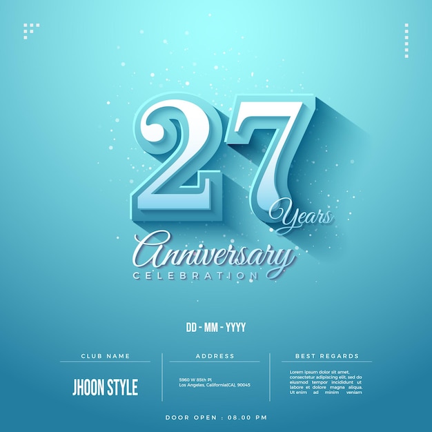 27e anniversaire avec illustration de nombres empilés.