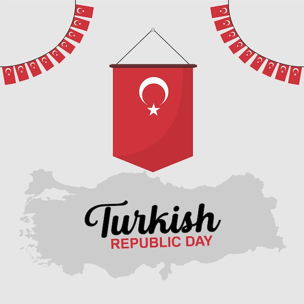 29 Octobre Jour De La République De Turquie, 29 Ekim Jour De La République Turque, Design Plat De La Fête De L'indépendance De La Turquie