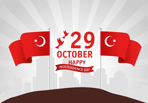 29 Octobre Jour De La République Turquie Avec Des Drapeaux