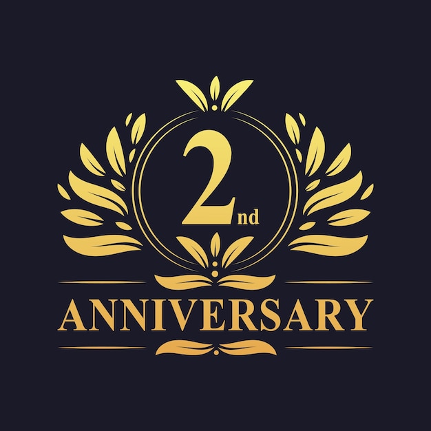 2e anniversaire Design couleur dorée luxueuse Logo anniversaire 2 ans