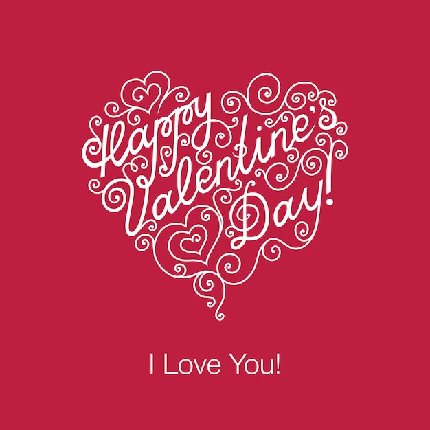 Vecteur 301 lettrage happy valentines day en forme de coeur