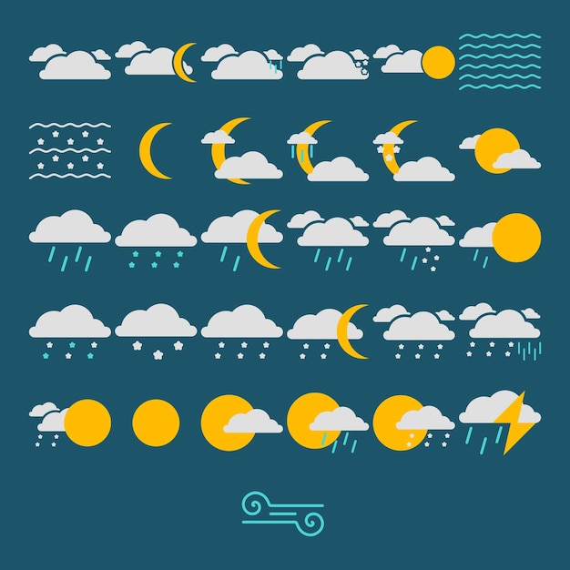 31 Illustrations Météorologiques Variées Soleil Pluie Neige Et Plus Encore