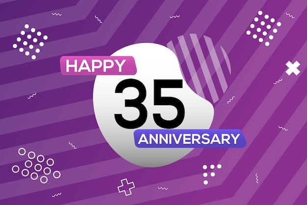 35e Anniversaire Logo Vector Design Célébration D'anniversaire Avec Forme Géométrique Colorée