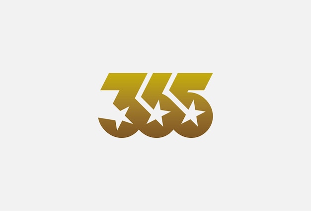 365 Logo Design couleur or numéro 365 avec une étoile dans l'espace négatif