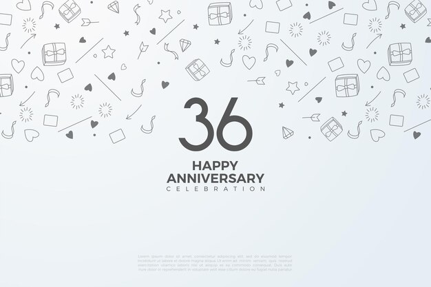 36e anniversaire avec vignette en arrière-plan