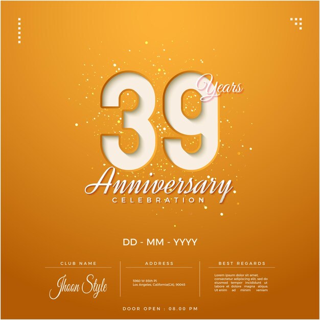 39e anniversaire avec une belle police numérique