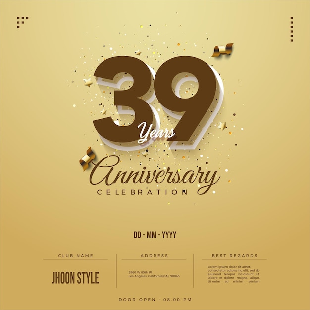 39e anniversaire dans le concept de couleur marron
