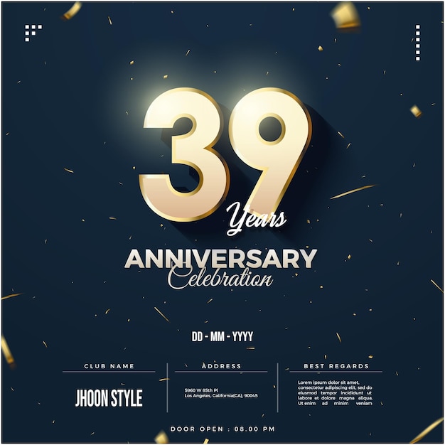 39e anniversaire avec effet de lumière sur les chiffres