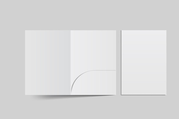 3D A4 Taille poche unique dossier ouvert feuillet mock-up bifold isolé sur le fond dossier blanc papier