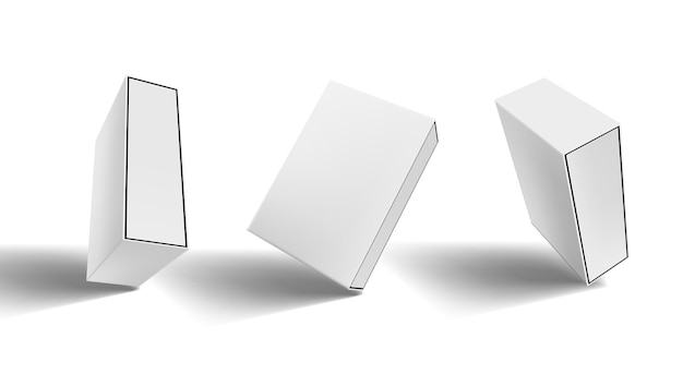 3d Blank White Close Package Box Set