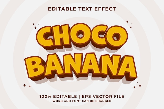 3d Choco Banana Cartoon Effet De Texte Modifiable Vecteur Premium