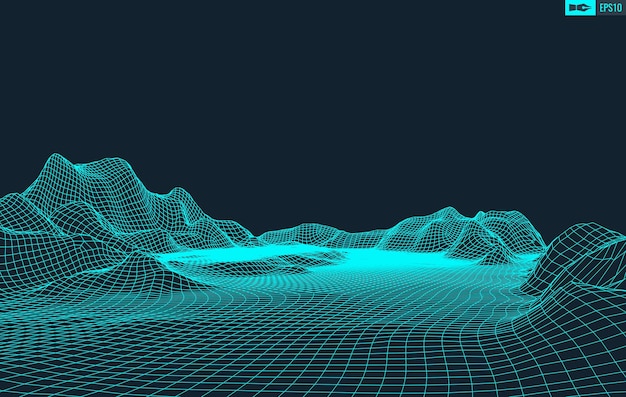 3d Filaire Terrain Grand Angle Eps10 Vecteur