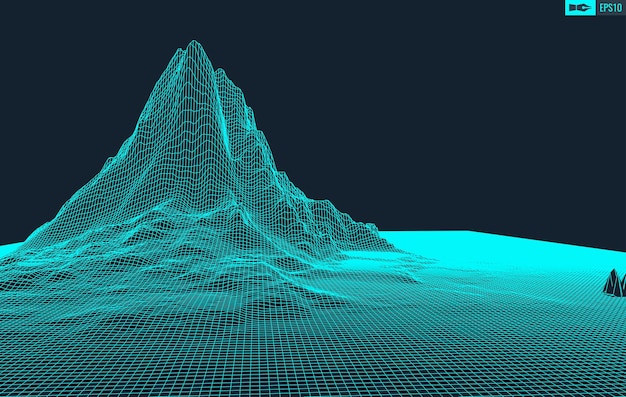 3D Filaire Terrain Grand Angle EPS10 Vecteur