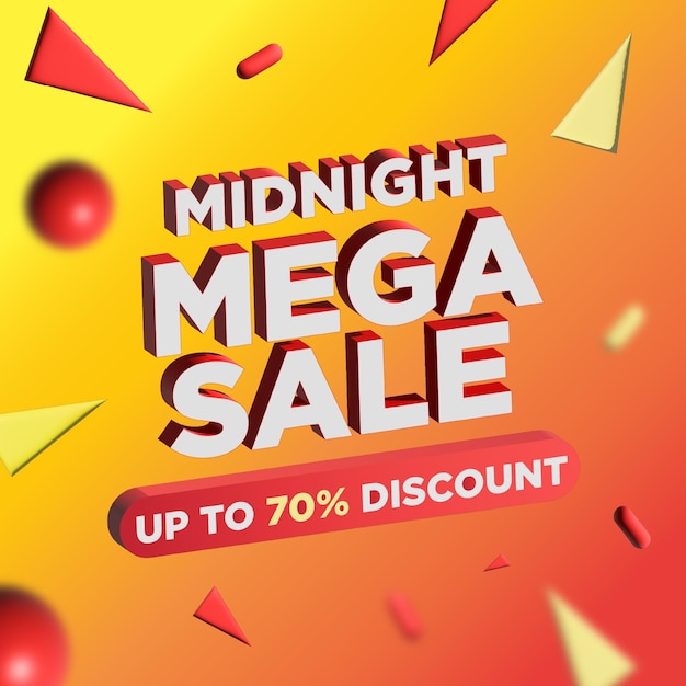 3d Géométrique Orange Midnight Mega Sale Flyer Vecteur Premium