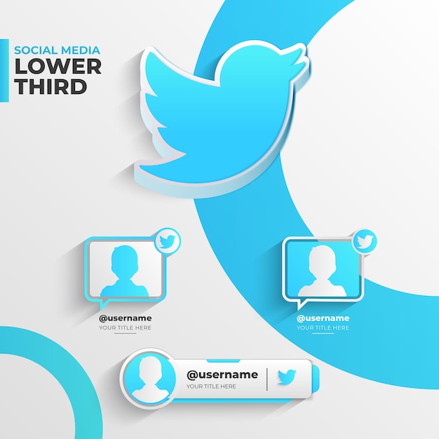 3d Icône Médias Sociaux Twitter Tiers Inférieur