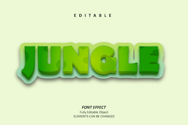 Vecteur 3d jungle green text effect premium