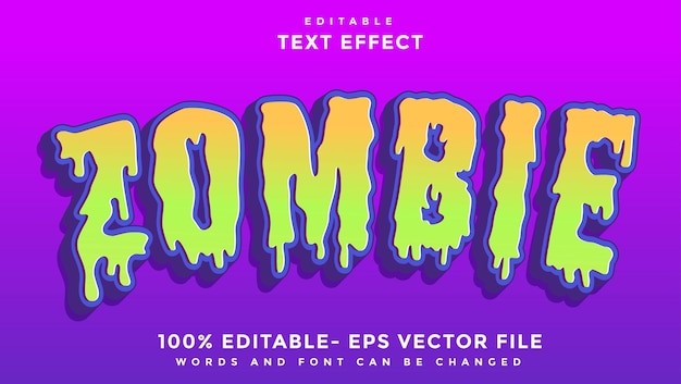 3d Minimal Word Zombie Effets de texte modifiables Effets de modèle de conception enregistrés dans le style graphique