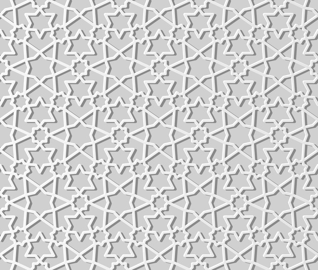 Vecteur 3d papier blanc art géométrie islamique croix motif fond transparent, motif de décoration élégante.