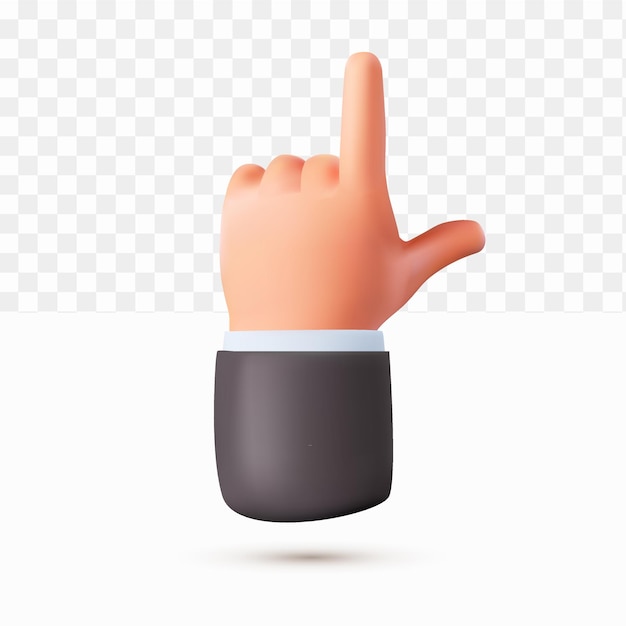 3d, pouce haut, tir, main, dessin animé, style, sur, blanc, tranparent, fond