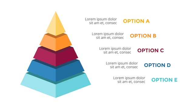 3d pyramide vecteur infographie présentation diapositive modèle cercle diagramme graphique 5 étapes parties