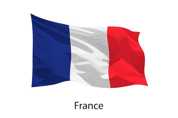 3d réaliste Waving flag of France Isolé