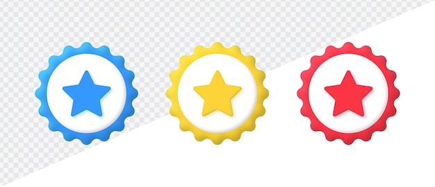 3d Star Award Ruban Icône Bouton étoiles Tags Icônes Certifié Signe De Qualité Premium