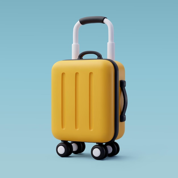 3d vecteur valise jaune vacances d'été temps de voyager concept