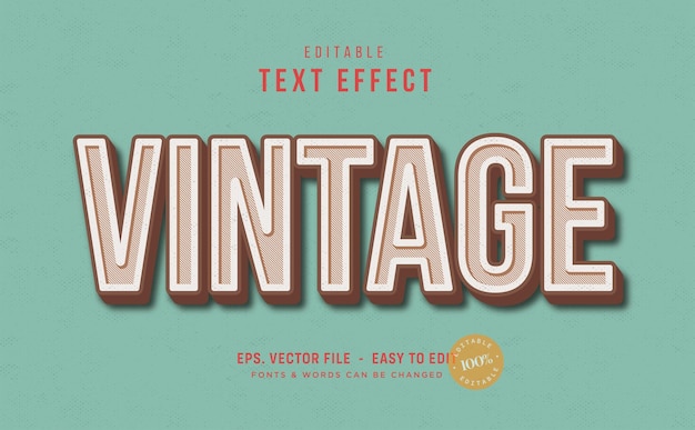 Vecteur 3d vintage, effet de texte classique modifiable