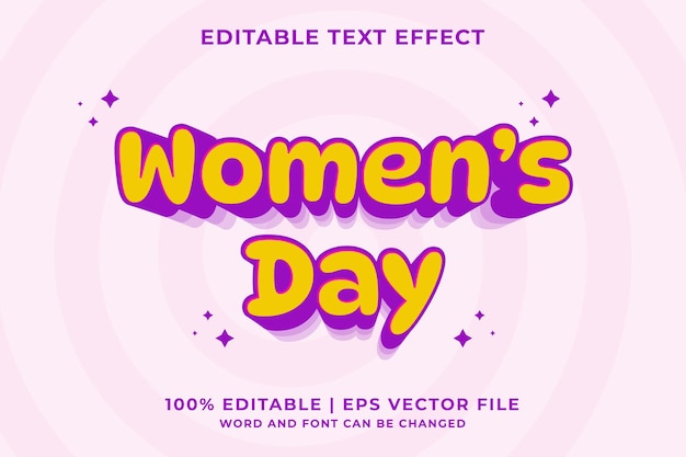 Vecteur 3d women39s day cartoon effet de texte modifiable vecteur premium